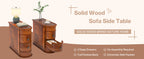 10.8" Solid Wood Narrow End Table with 2 Drawers