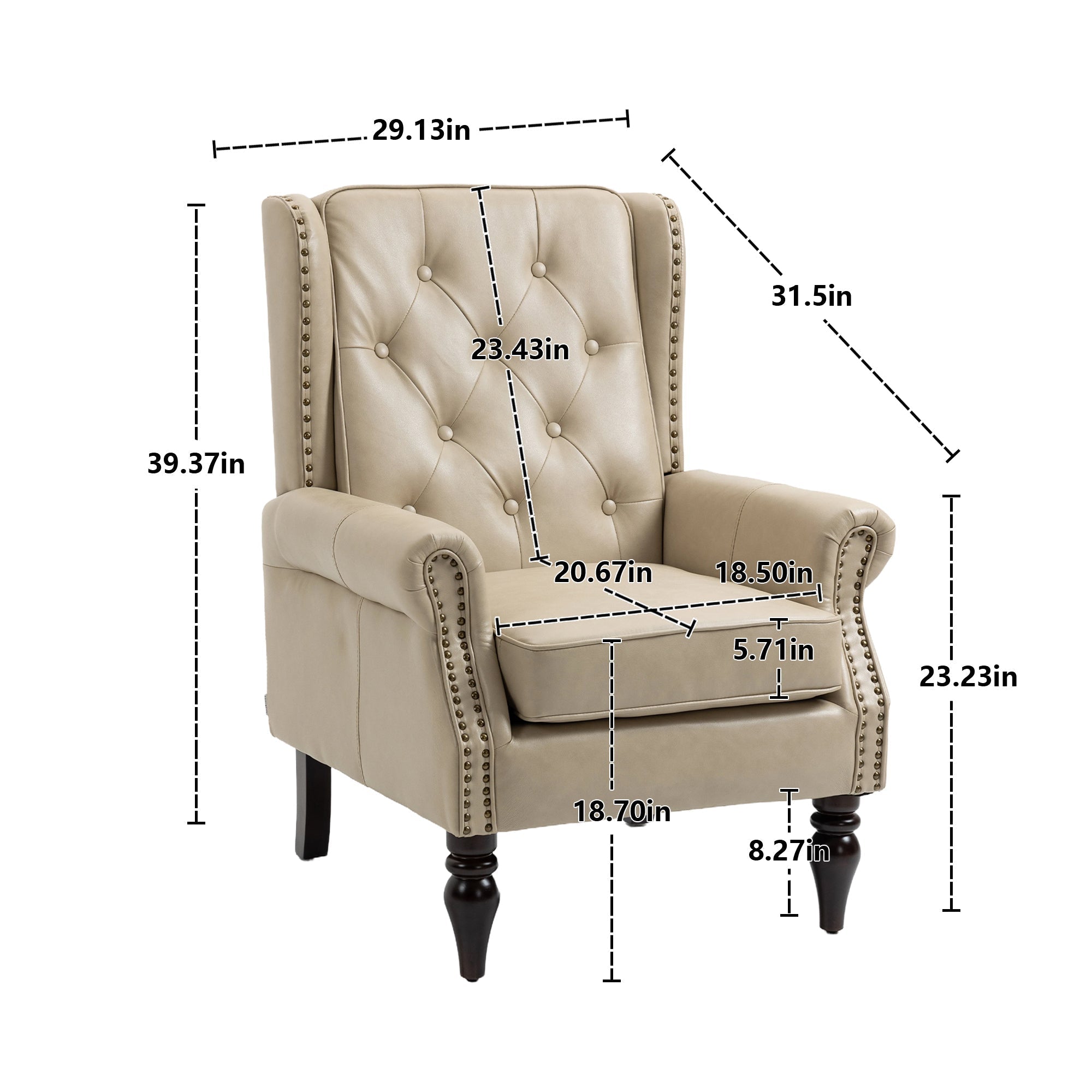 Modern Accent Chair Lounge Chair with Sturdy Wood Legs in Camel PU Leather