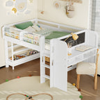 Twin Loft Bed with Multi-Storage Bookcases, Boxes and Drawers