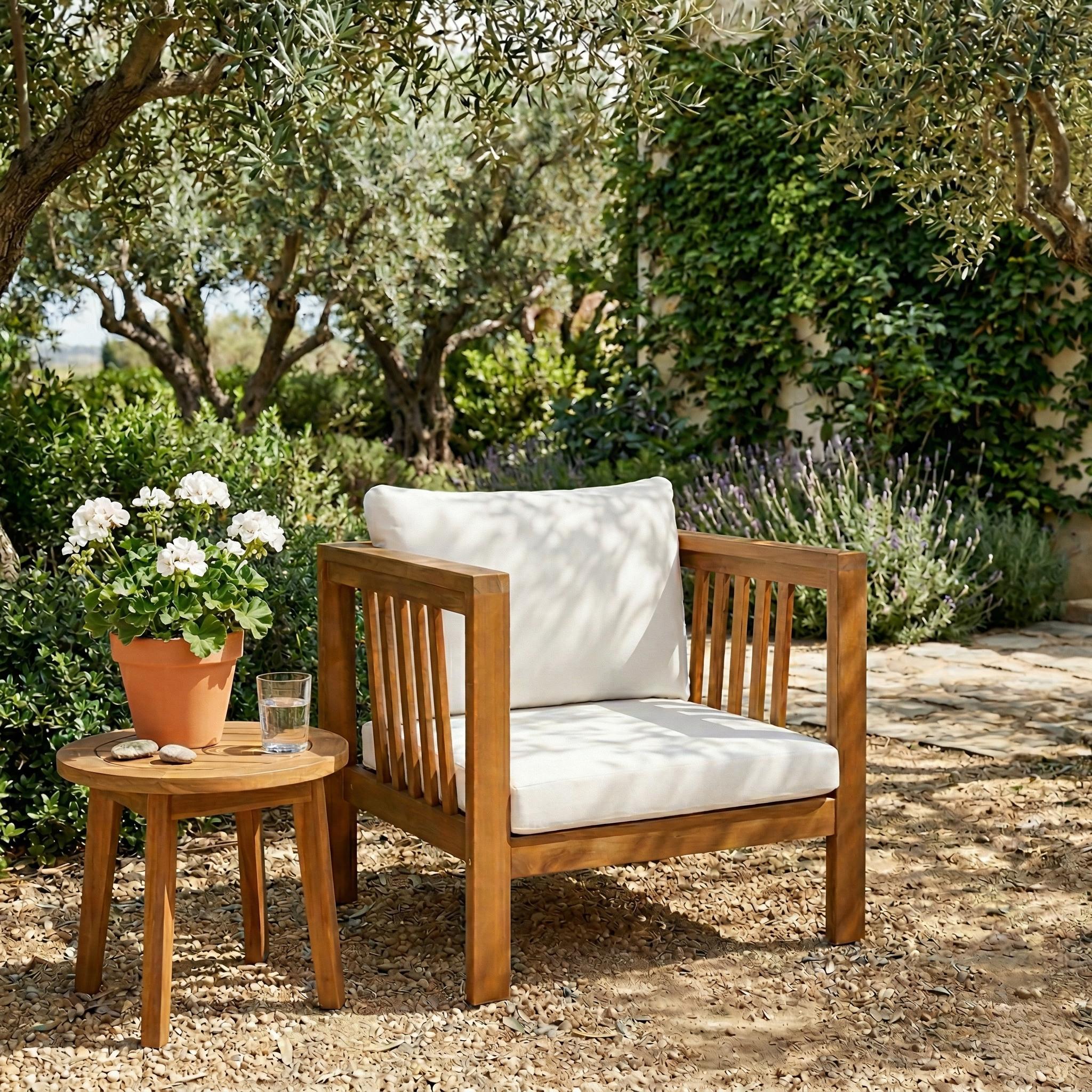 Outdoor Acacia Wood Club Chair