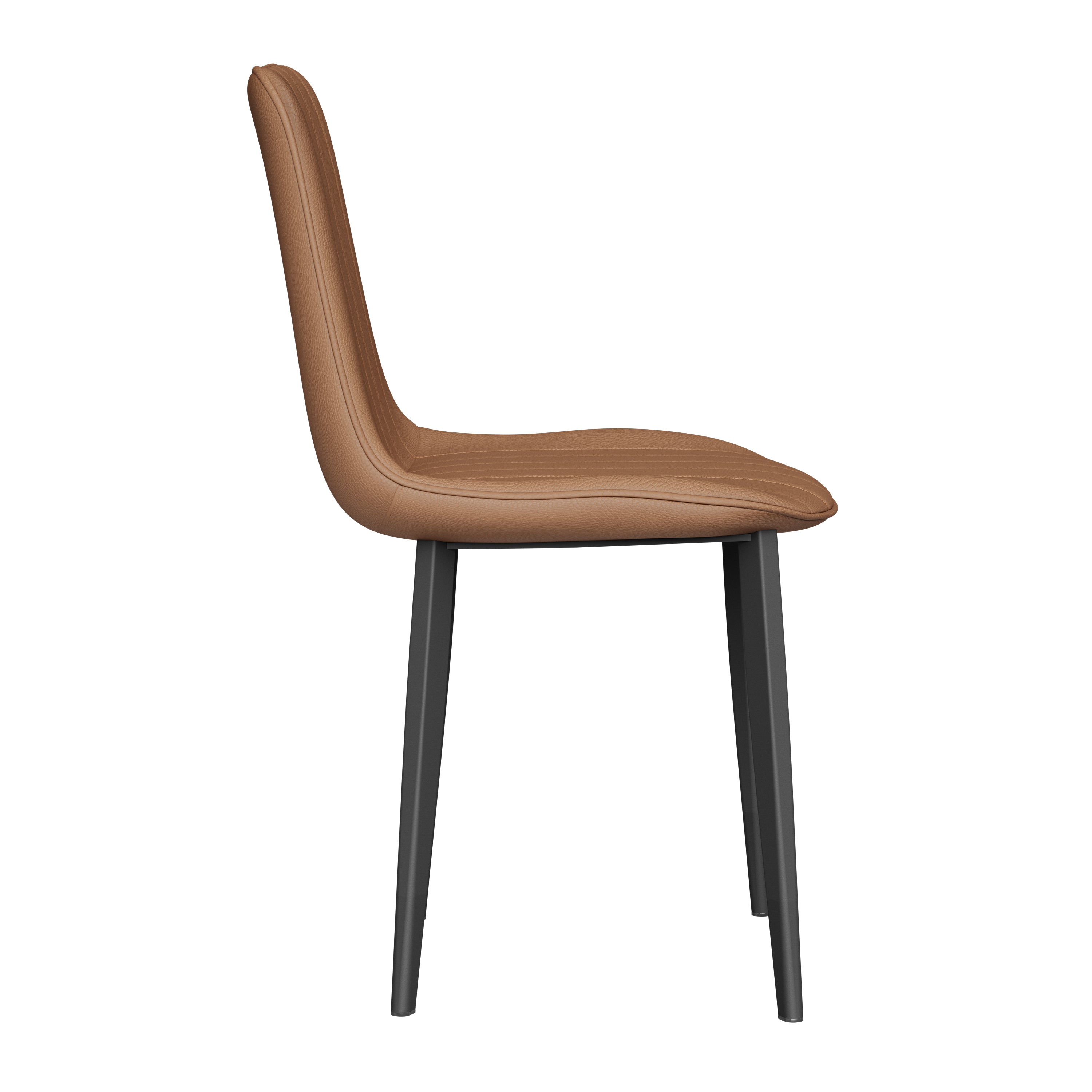 Brown PU Leather Dining Chair with Metal Legs