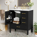 Traditional 30" Black Bathroom Vanity Set
