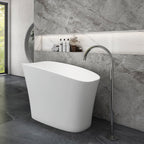 51-Inch Freestanding Solid Surface Deep Soaking Bathtub with Seat