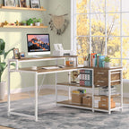55-Inch L-Shaped Home Office Desk with Monitor Riser