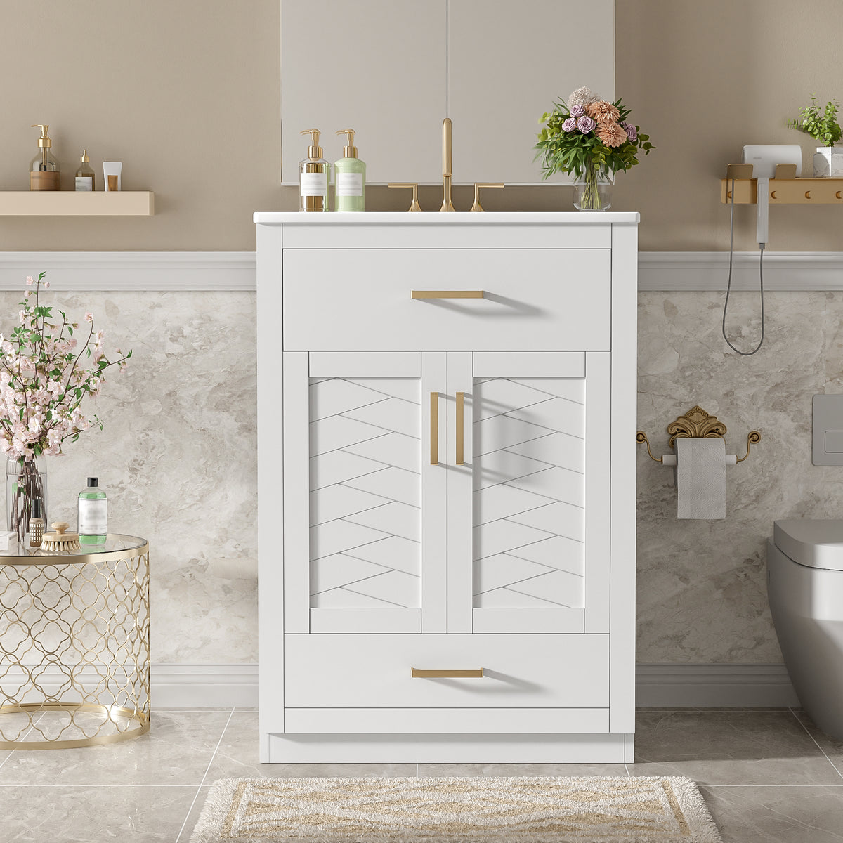 24" Bathroom Vanity with Integrated Ceramic Sink