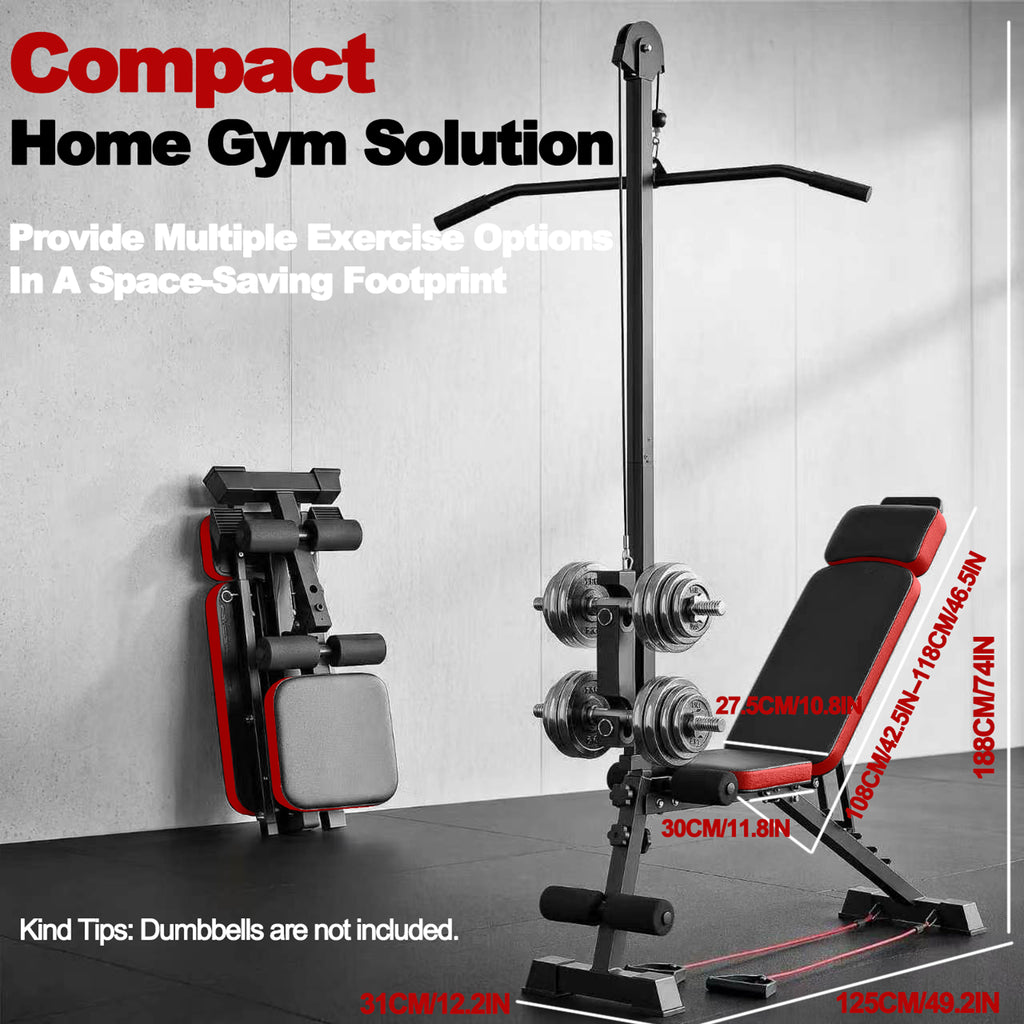 Multi-Functional Weight Bench With Pulley System and Adjustable Backrest