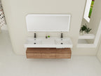 60 Inch Wall-Mounted Bathroom Vanity with Double Resin Sink