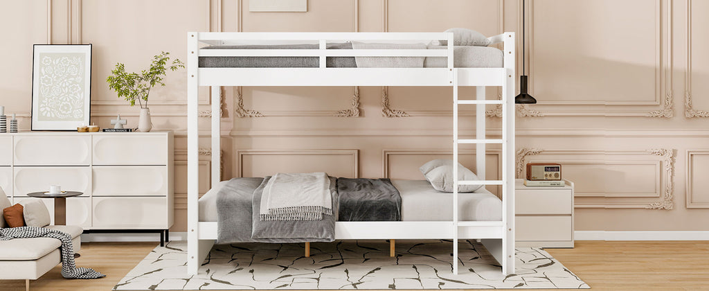 Wood Queen Size Bunk Bed with Ladder