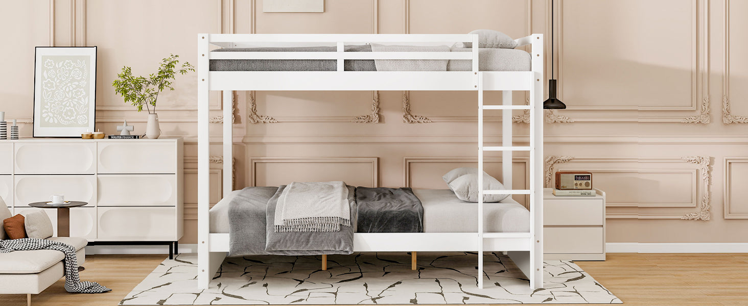 Wood Queen Size Bunk Bed with Ladder