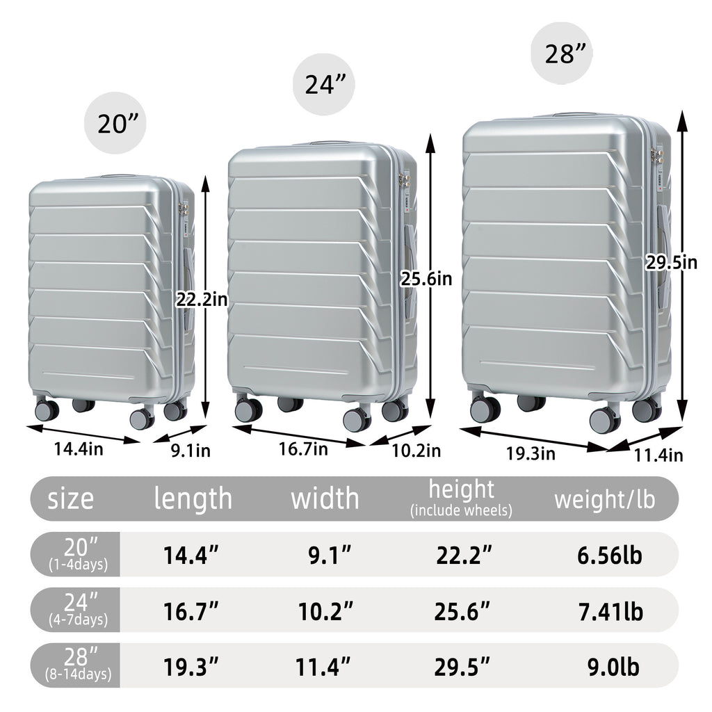 3 Piece ABS Spinner Wheel Luggage Set