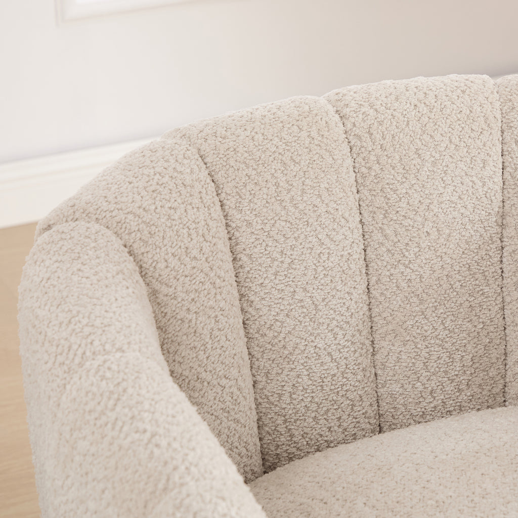 31.89" Wide Modern Chenille Cushioned Metal Base Swivel Chair