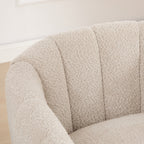 31.89" Wide Modern Chenille Cushioned Metal Base Swivel Chair