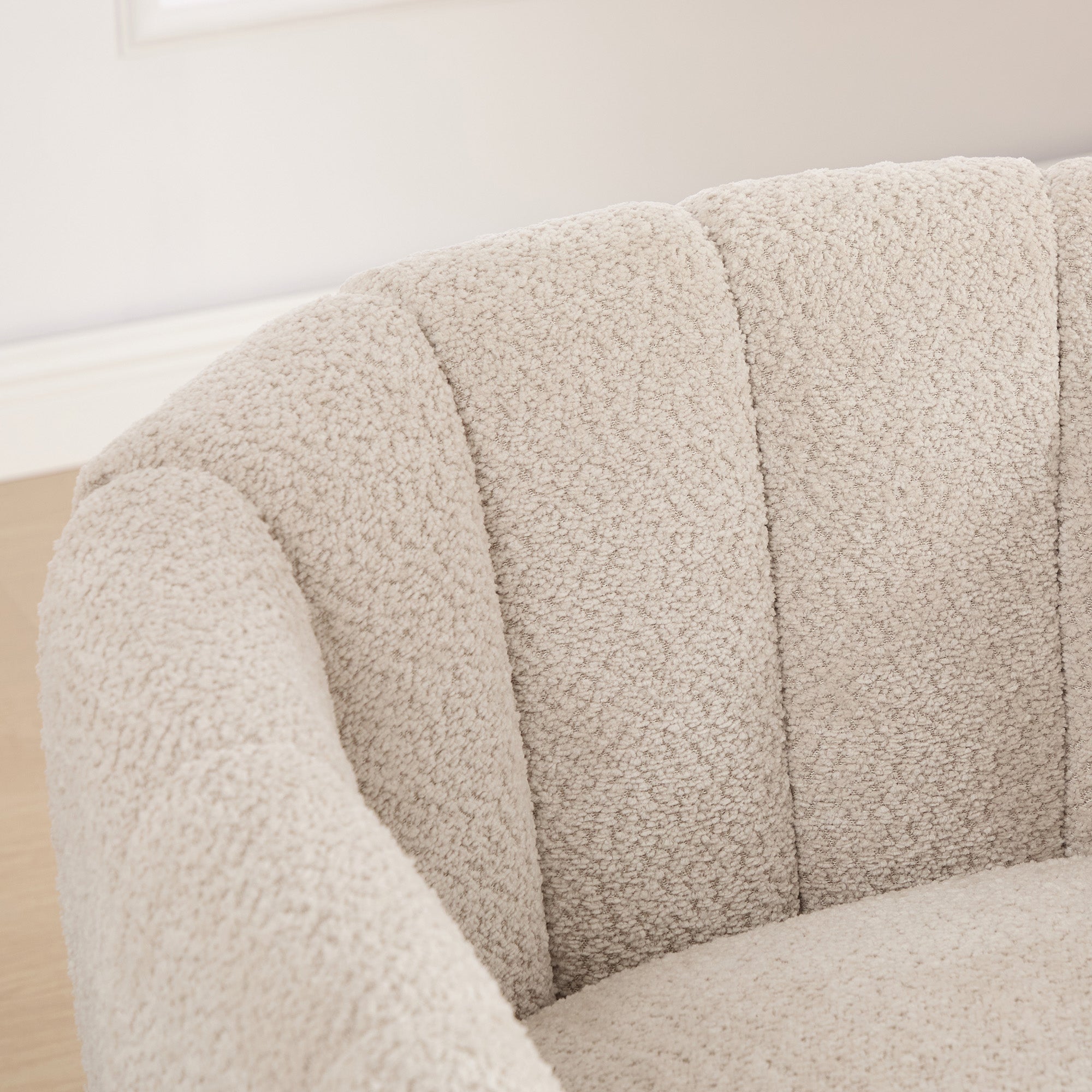 31.89" Wide Modern Chenille Cushioned Metal Base Swivel Chair