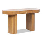 Jesse 55.5" Single Drawer Fluted Oval Console Desk, Honey