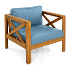Outdoor Acacia Wood Club Wooden Armchair with Cushions (Set of 2)