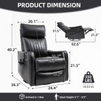Black Faux Leather Heat Massage Manual Recliner Chair