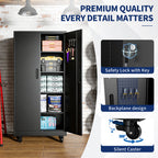 Heavy-Duty Metal Storage Cabinet with Wheels