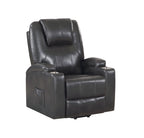 Gunmetal Leather Aire Recliner with Power Lift & Massage