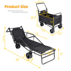 2-in-1 Multifunctional Folding Wagon Carts, Convertible Beach Chair