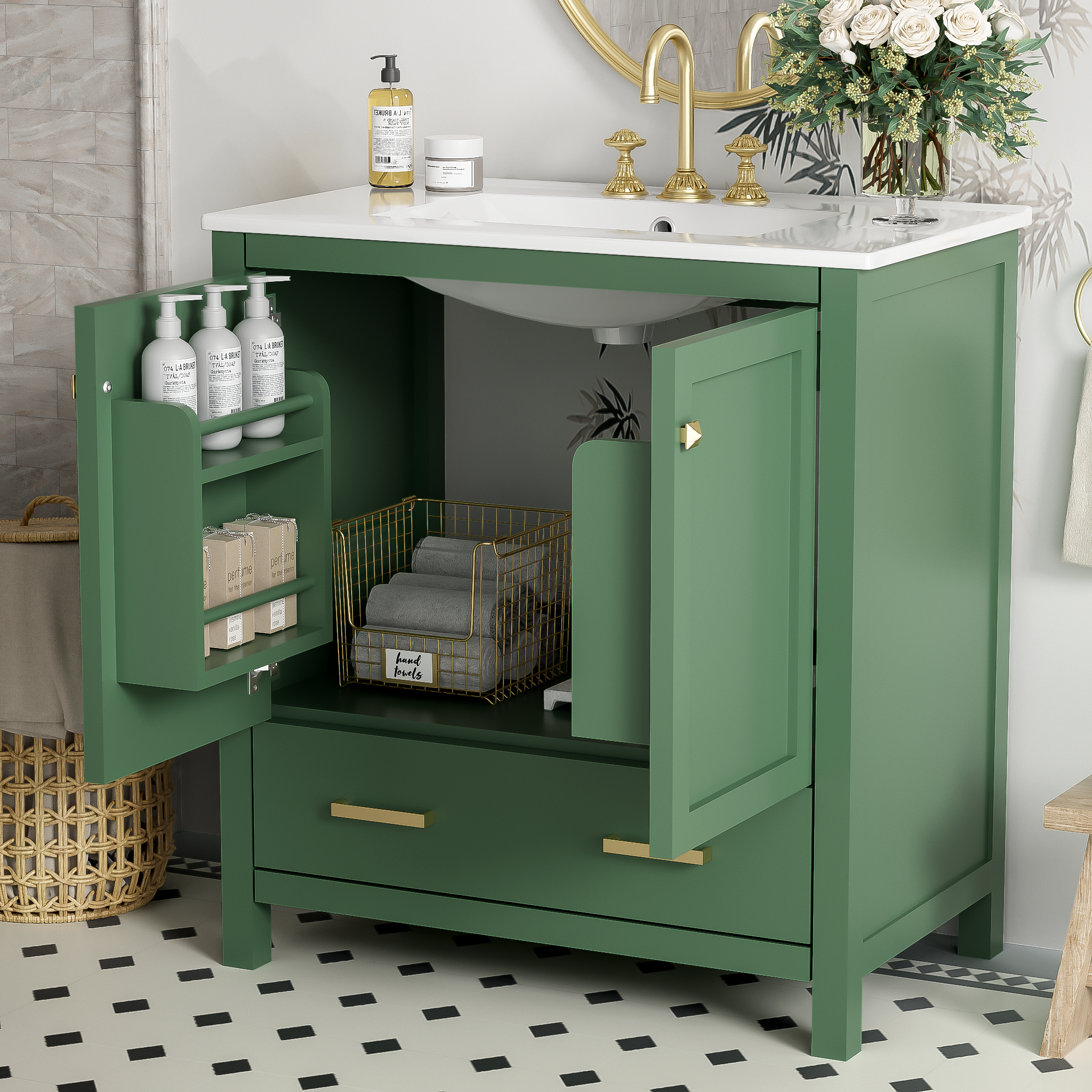 30 Inch Green Bathroom Vanity