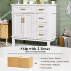 36-Inch White Modern Bathroom Vanity with Ceramic Sink