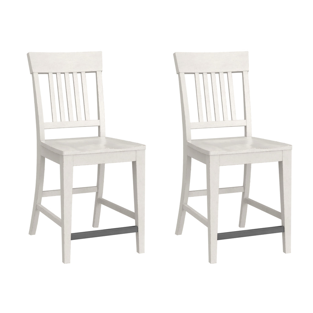 White Slat Back Counter Stools, Set of 2