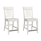 White Slat Back Counter Stools, Set of 2