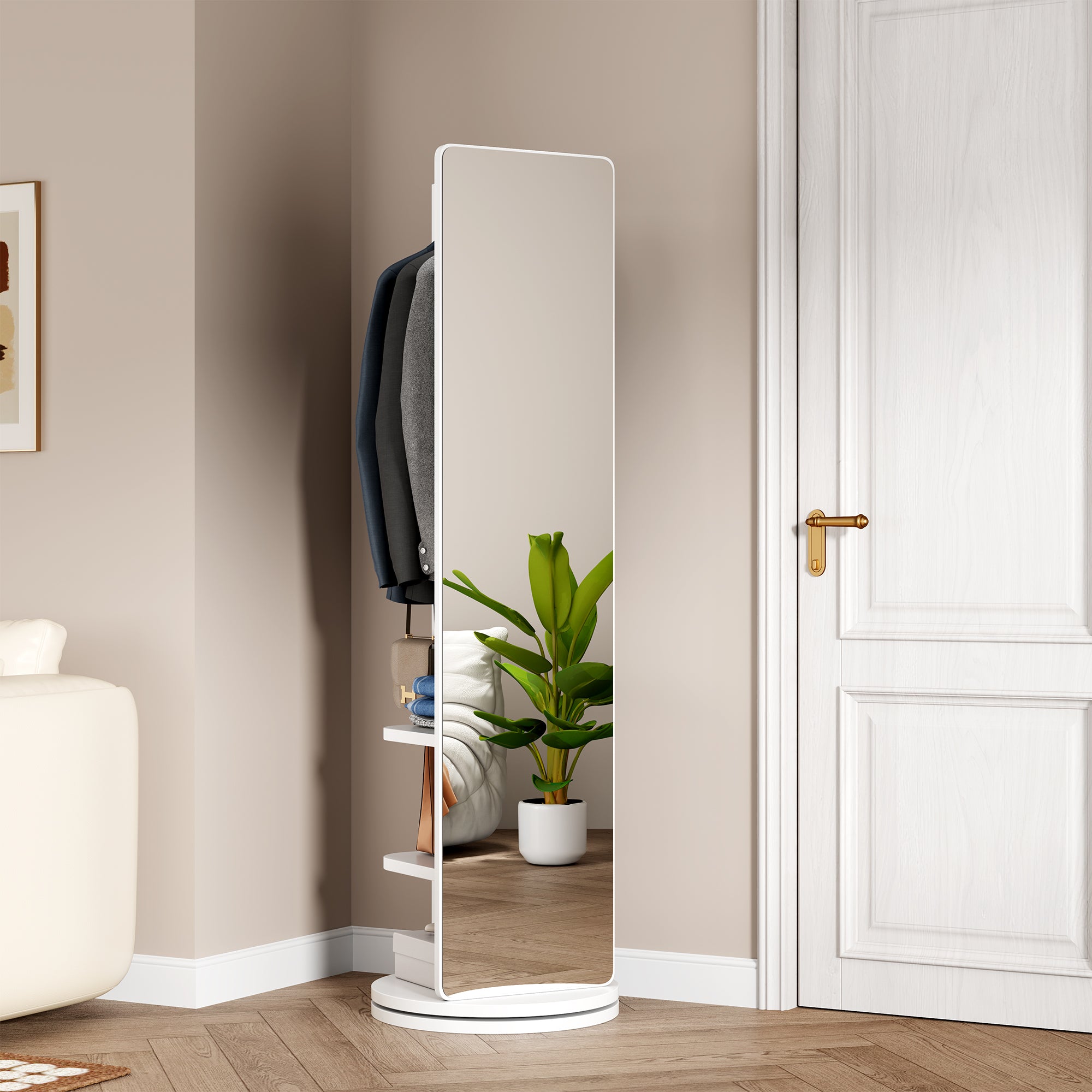 360° Rotating 66" x 17.8" Multifunctional Full Length Mirror