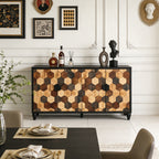 Distressed Storage Cabinet with Honeycomb Pattern