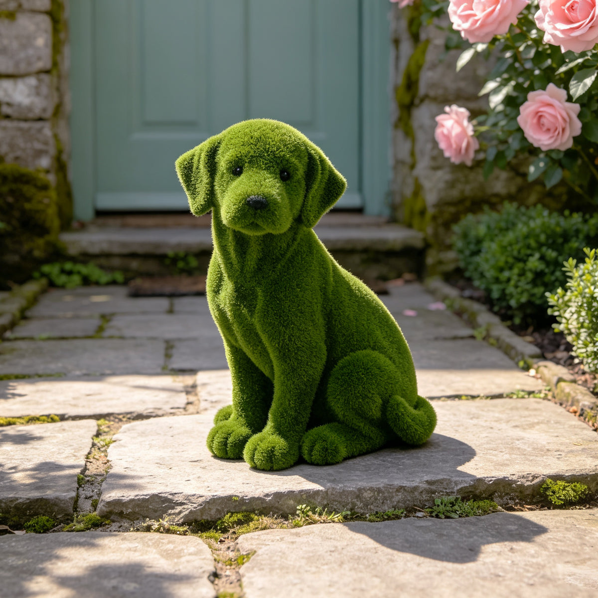 Flocked Dog Garden Statue - Style B