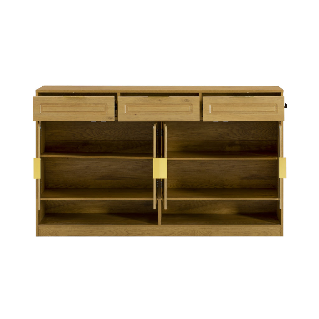 U-Style Farmhouse Sideboard with 3 Drawers & 4 Doors