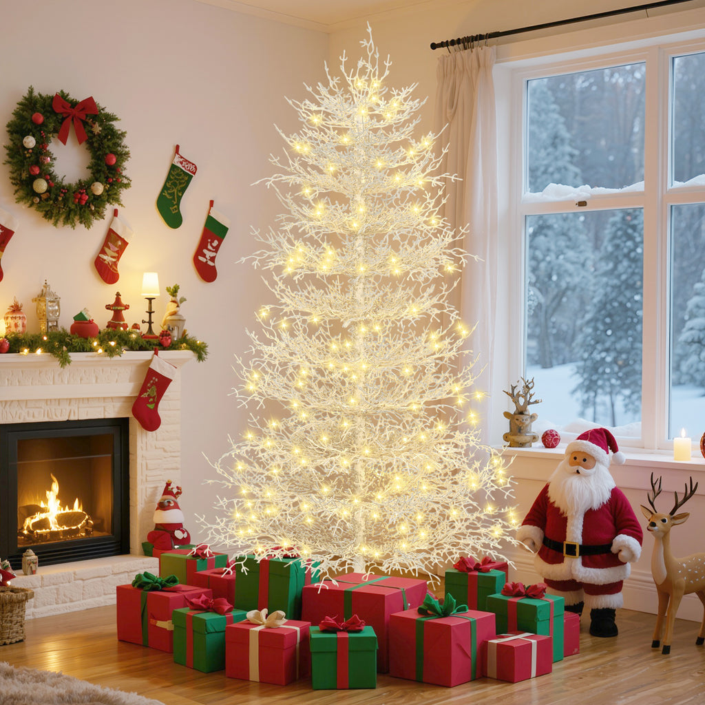 6-Foot Pre-Lit Aspen Fir Artificial Christmas Tree, White, 420 Warm Lights