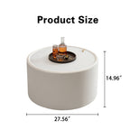 White Round Coffee Table with Tempered Glass Top