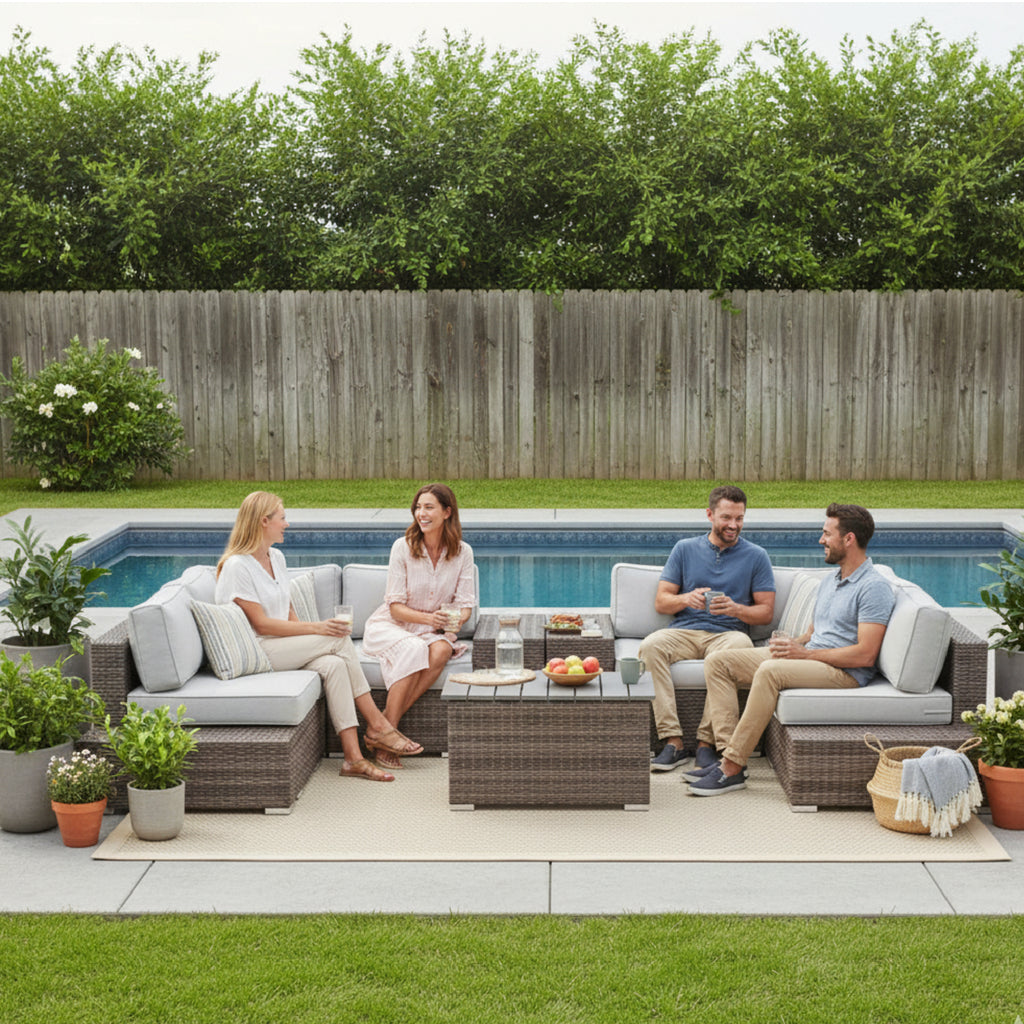 Fully Assembled Rattan Wicker Patio Seating Set for 4 with Cushions