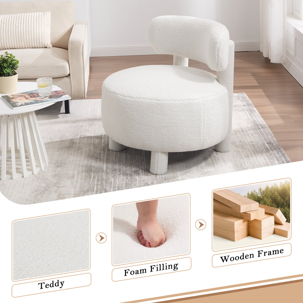 Teddy Fabric Armless Accent Chair with Curved Backrest