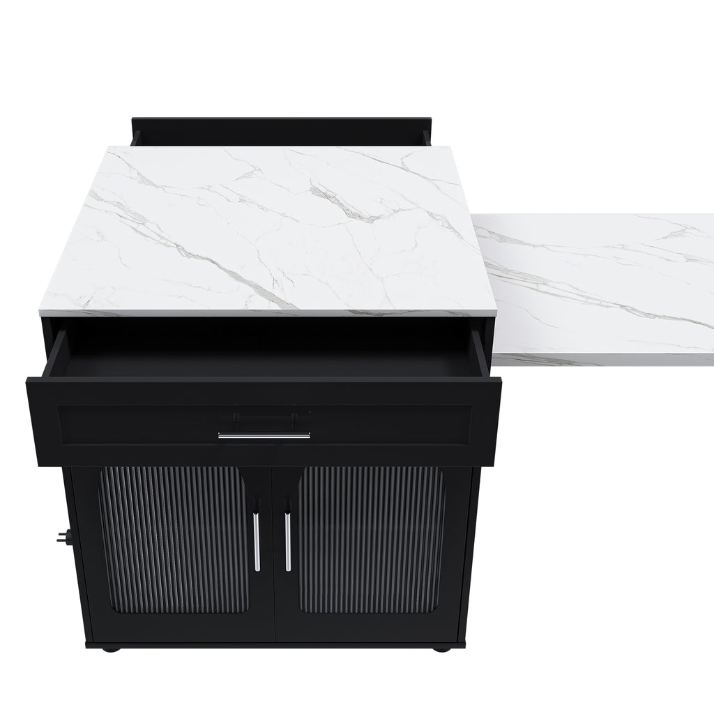 80-Inch Expandable Kitchen Island with Dining Table