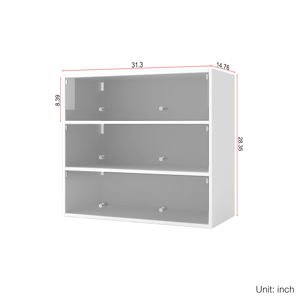 White Glass Door Shoe Storage Cabinet With RGB Led Light