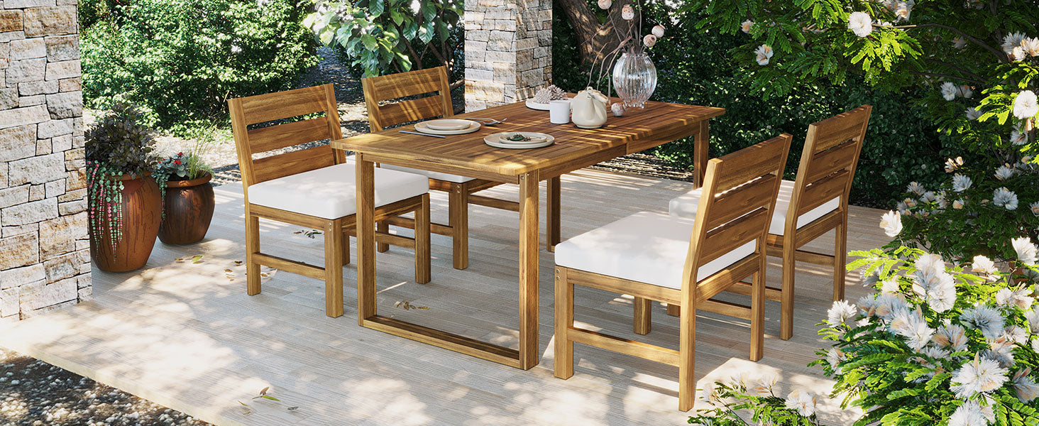 U_Style Farmhouse 5-Piece Outdoor Patio Dining Set