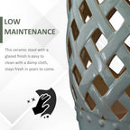 Outsunny 13" x 18" Ceramic Garden Stool with Woven Lattice Design
