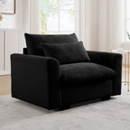 Black Corduroy Deep Seat Single Sofa Accent Chair
