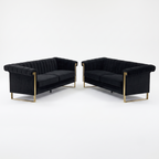 Black Velvet 2 Piece Sofa Set