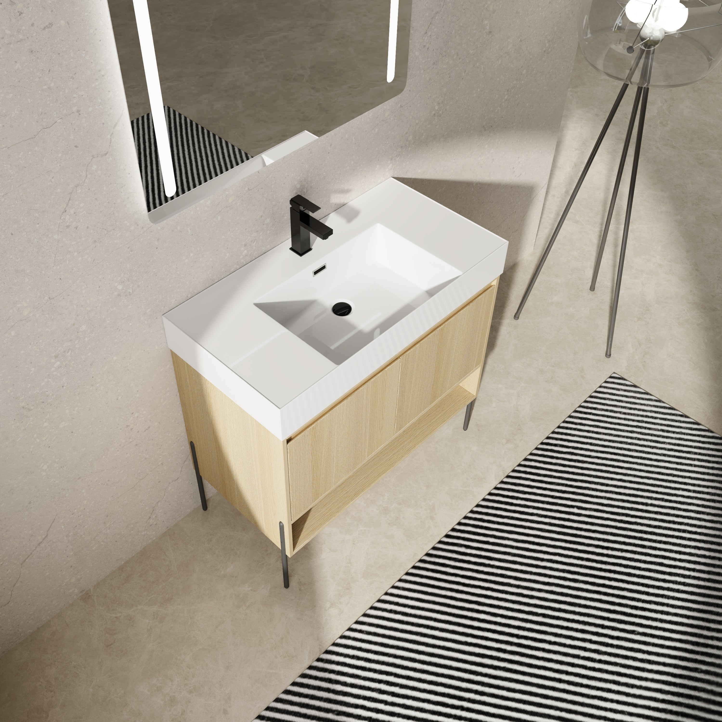 36" Bathroom Vanity Combo with Single Resin Sink