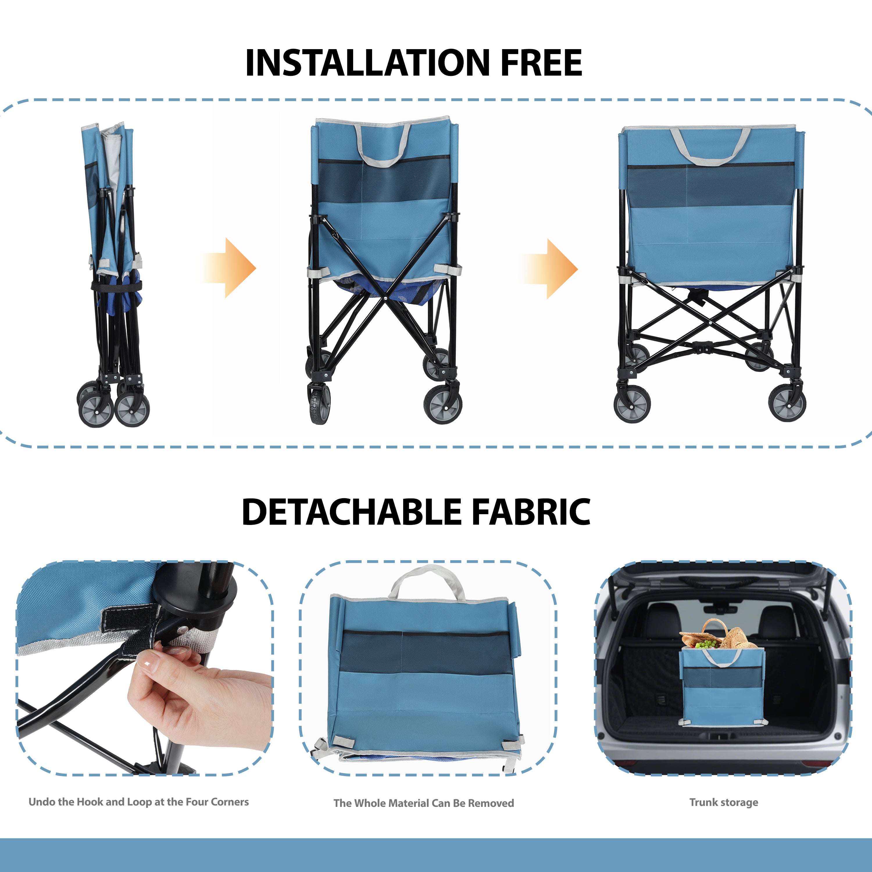 Rolling Ball Storage Cart with Wheels, Blue/Gray
