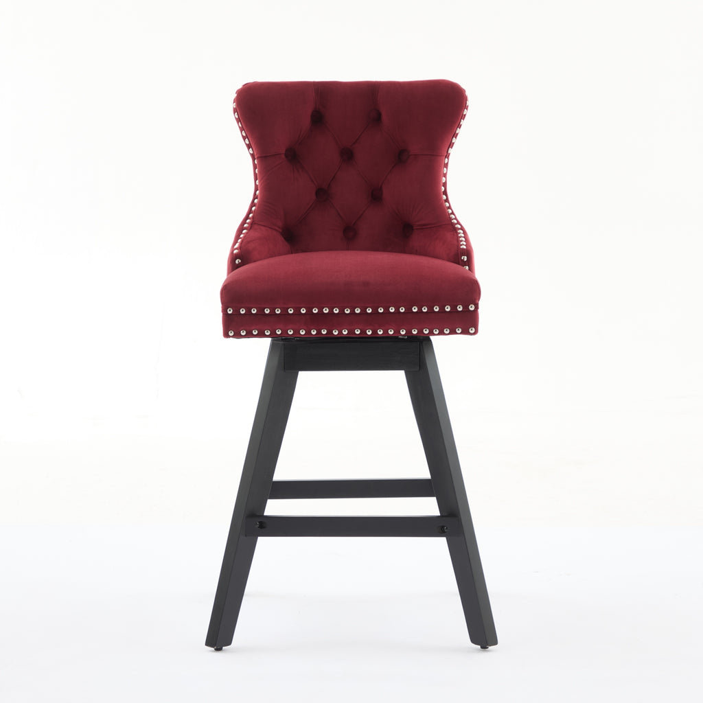 Swivel Velvet Barstools with Button Tufted Decoration