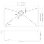 33"x19"x10" Gunmetal Kitchen Sink