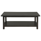 Castleton Distressed Java Wood Coffee Table with Shelf