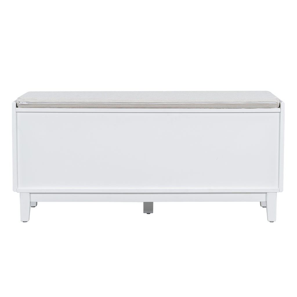 TREXM Boho Rattan Entryway Bench with Storage