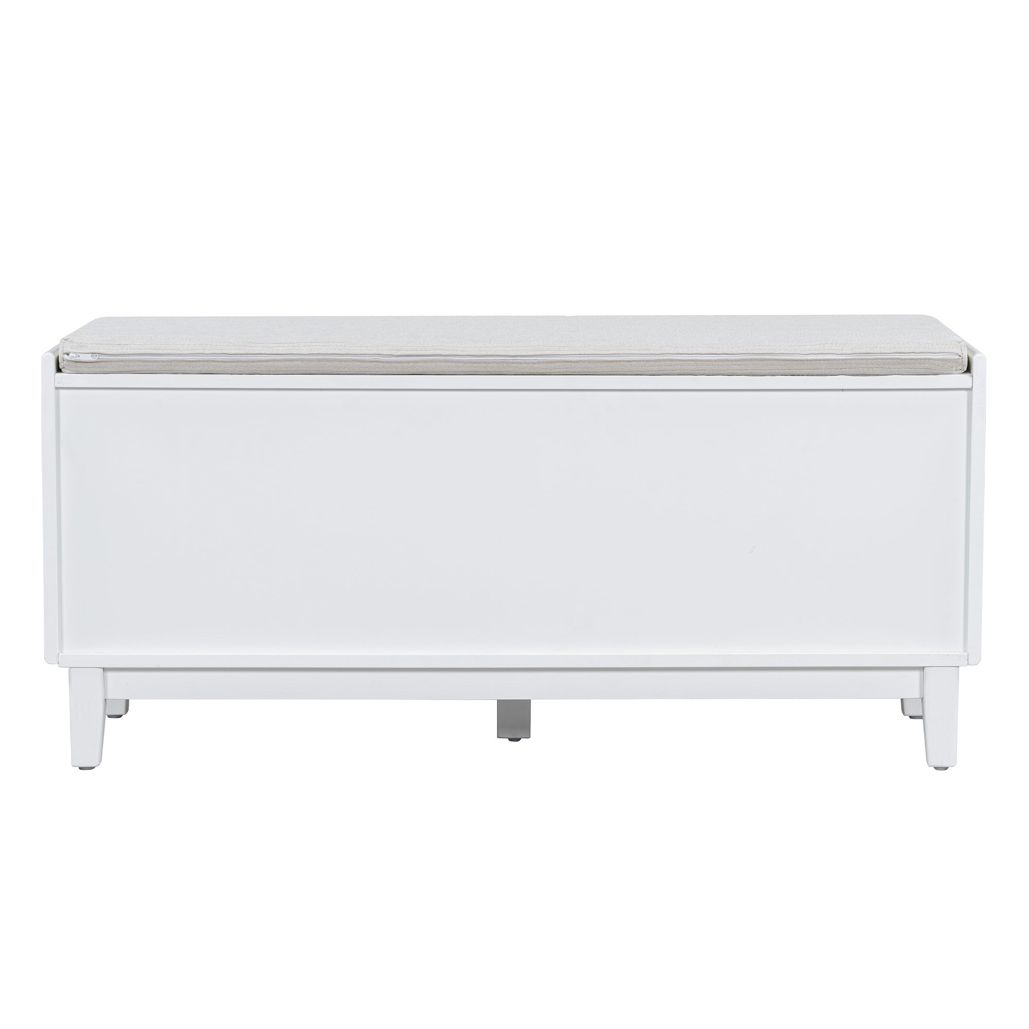 TREXM Boho Rattan Entryway Bench with Storage