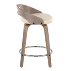 24" Mid-Century Modern Fixed-Height Counter Stool with Swivel in Light