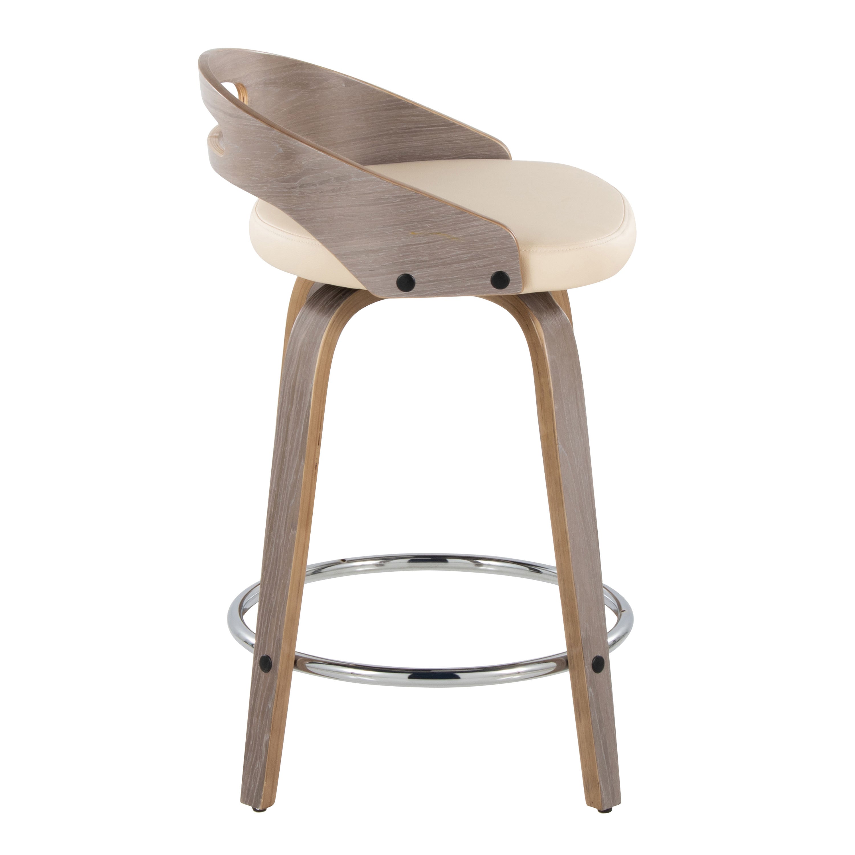 24" Mid-Century Modern Fixed-Height Counter Stool with Swivel in Light